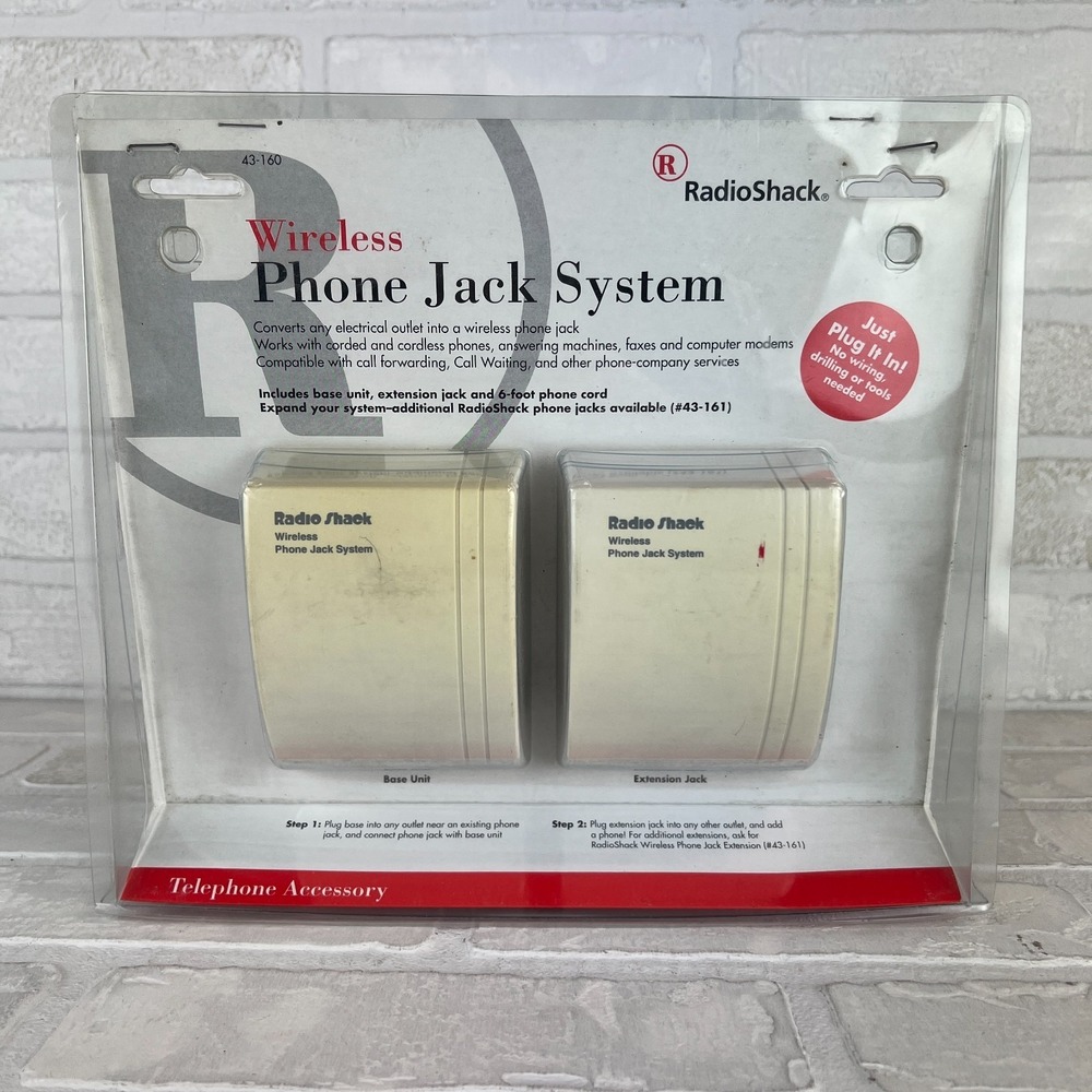 RadioShack 43-160 Wireless Phone Jack System Base Unit Extension New * NO Cord*‎